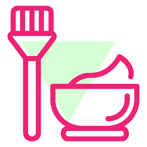 Icon eines Pinsels mit Farbe mit einem hellgrünen Dreieck dahinter